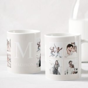 custom photo collage personalized beige coffee mug