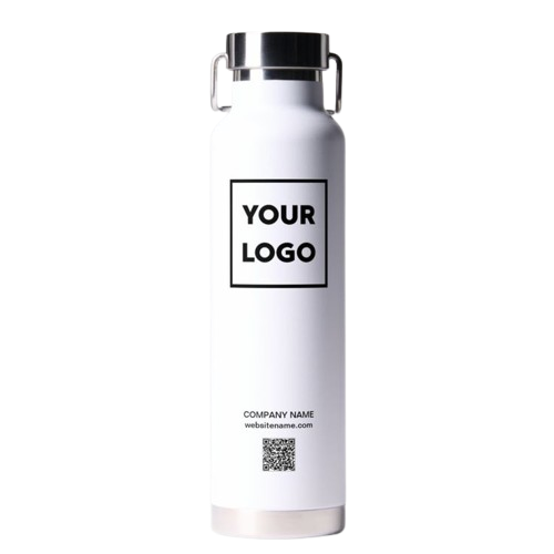 custom logo qr code and text on 2 sides white water bottle zazzle removebg preview